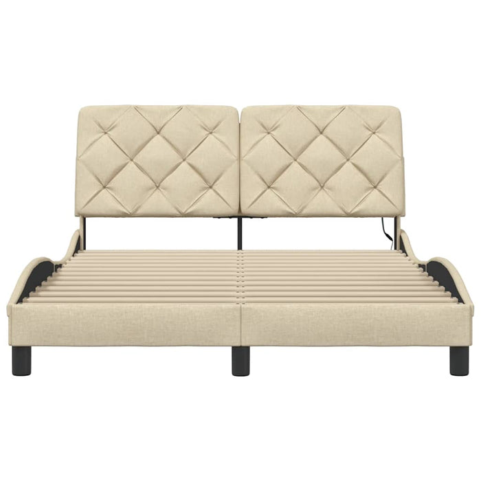 vidaXL Giroletto con LED senza Materasso Crema 140x190 cm in Tessuto