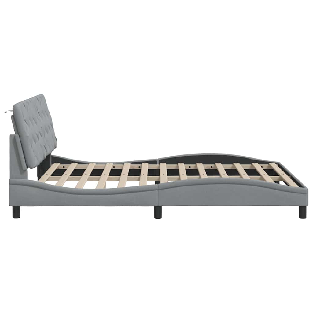 vidaXL Giroletto con LED senza Materasso 160x200 cm Tessuto