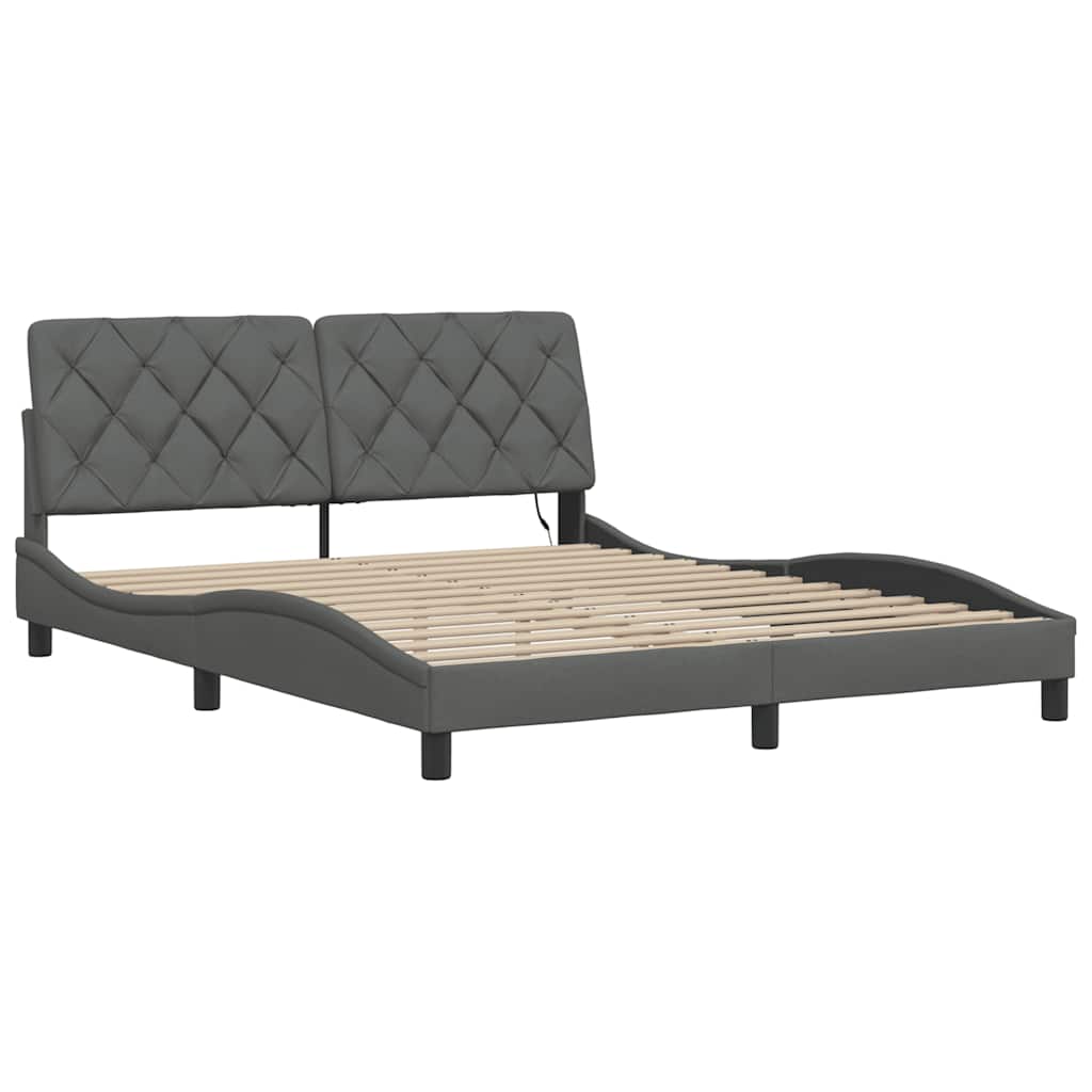 vidaXL Giroletto con LED senza Materasso 160x200 cm Tessuto