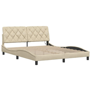 vidaXL Giroletto con LED senza Materasso Crema 160x200 cm in Tessuto