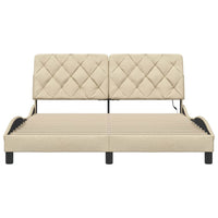 vidaXL Giroletto con LED senza Materasso Crema 160x200 cm in Tessuto