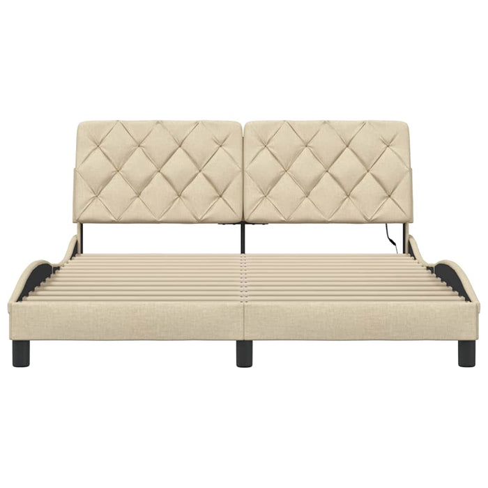 vidaXL Giroletto con LED senza Materasso Crema 160x200 cm in Tessuto