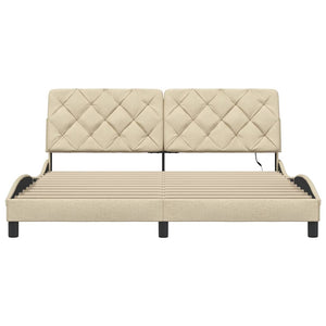 vidaXL Giroletto con LED senza Materasso Crema 180x200 cm in Tessuto