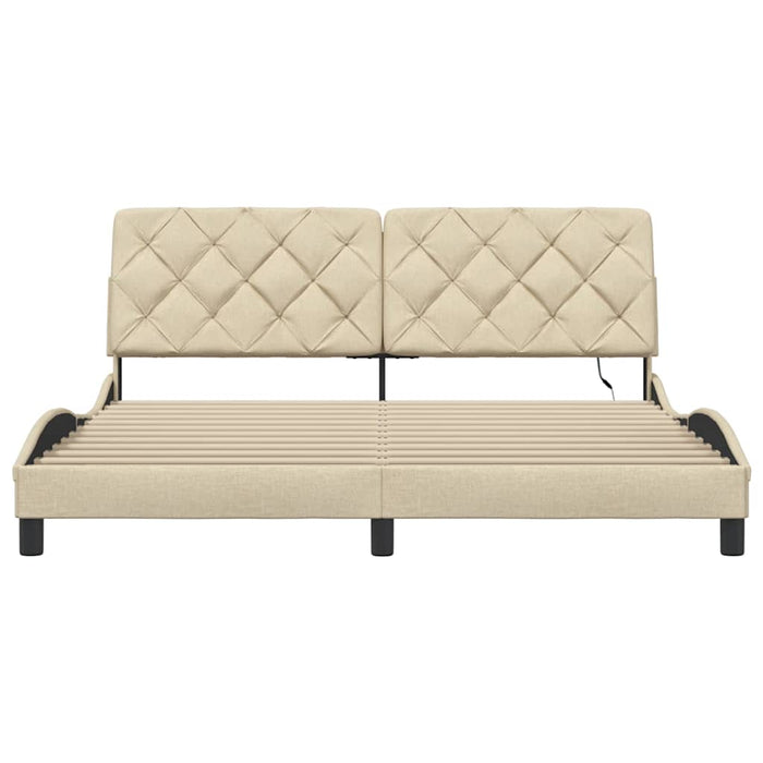 vidaXL Giroletto con LED senza Materasso Crema 180x200 cm in Tessuto