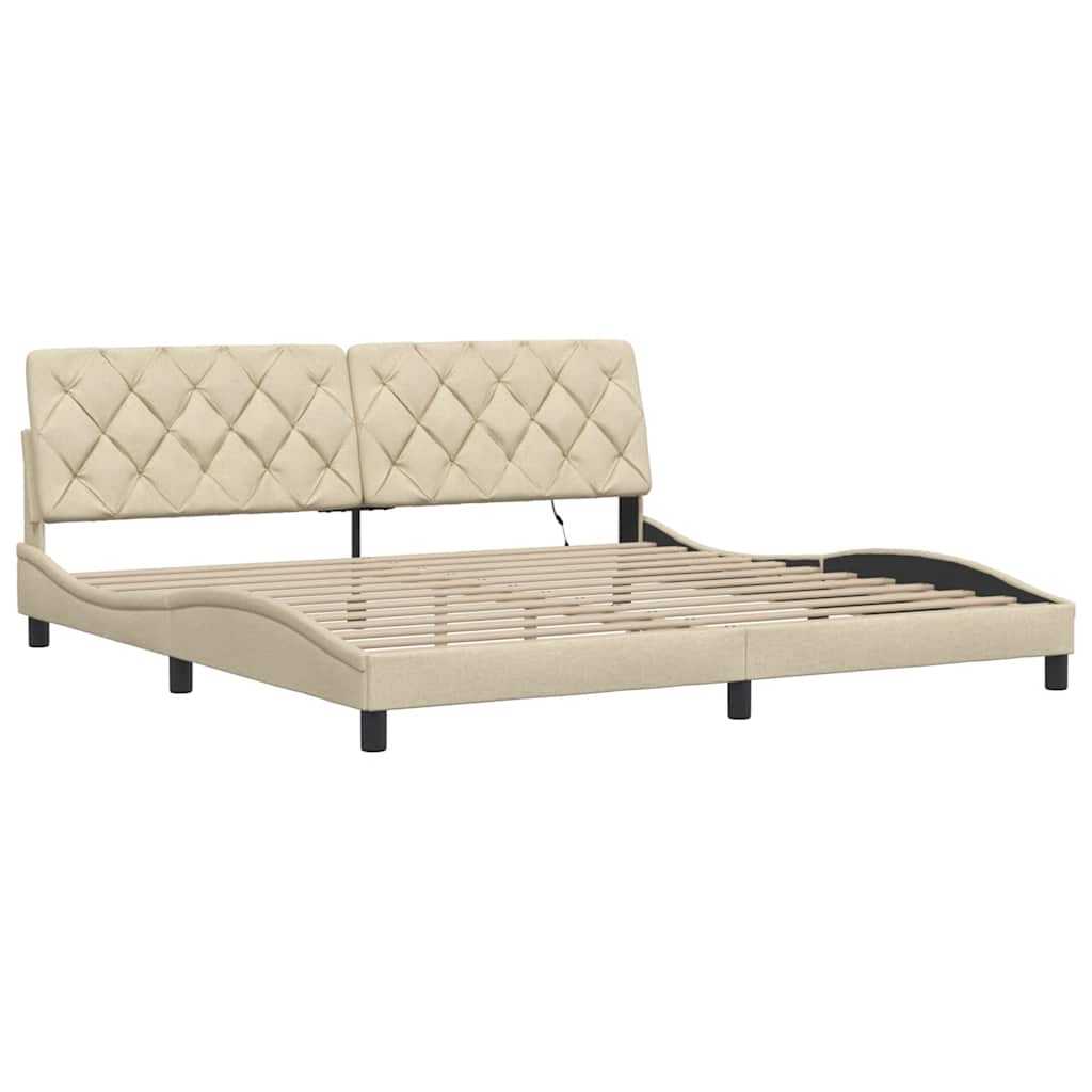 vidaXL Giroletto con LED senza Materasso Crema 200x200 cm in Tessuto