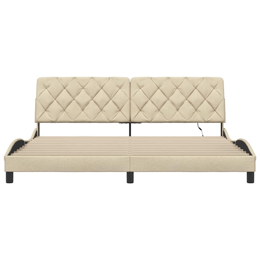 vidaXL Giroletto con LED senza Materasso Crema 200x200 cm in Tessuto