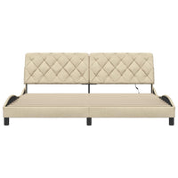 vidaXL Giroletto con LED senza Materasso Crema 200x200 cm in Tessuto