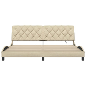 vidaXL Giroletto con LED senza Materasso Crema 200x200 cm in Tessuto