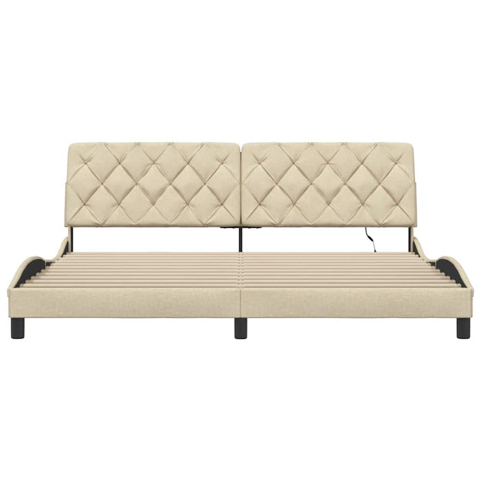 vidaXL Giroletto con LED senza Materasso Crema 200x200 cm in Tessuto