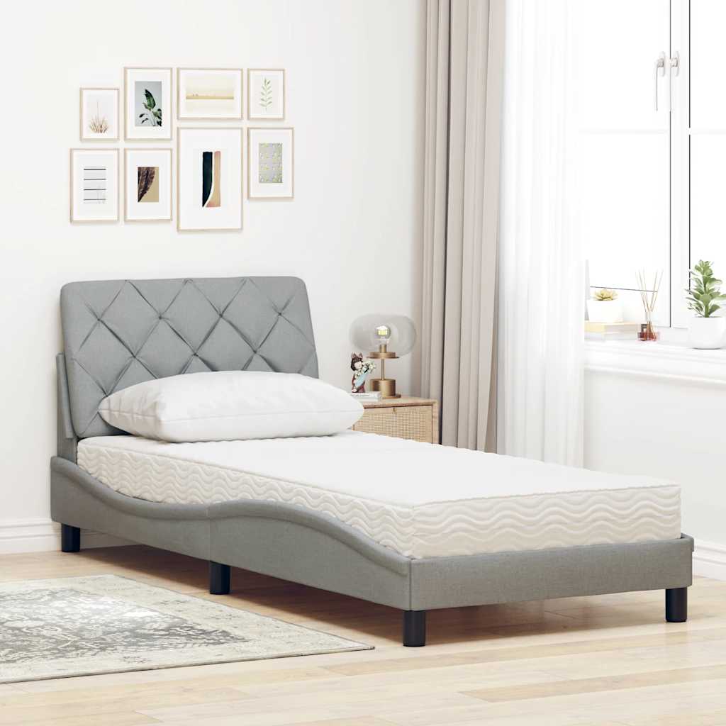 vidaXL Letto con Materasso Grigio Chiaro 80x200 cm in Tessuto