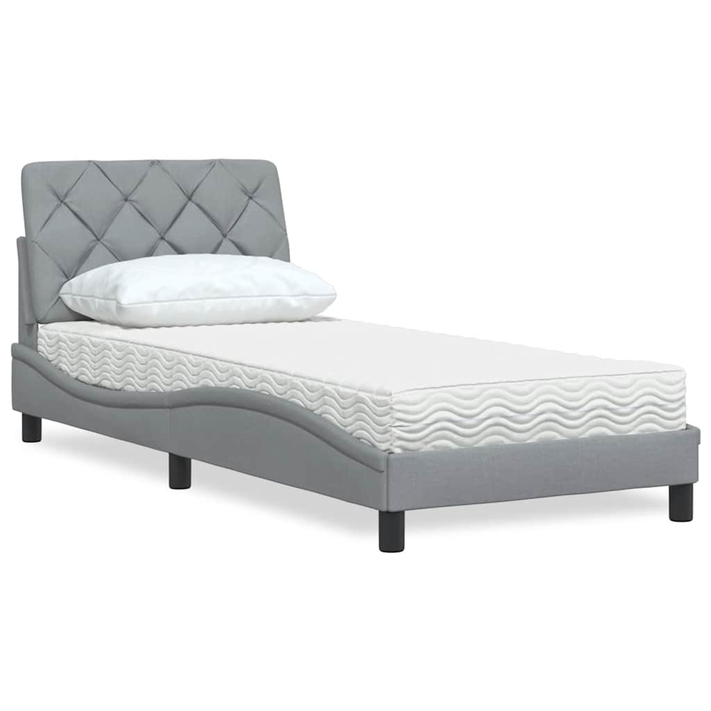 vidaXL Letto con Materasso Grigio Chiaro 80x200 cm in Tessuto