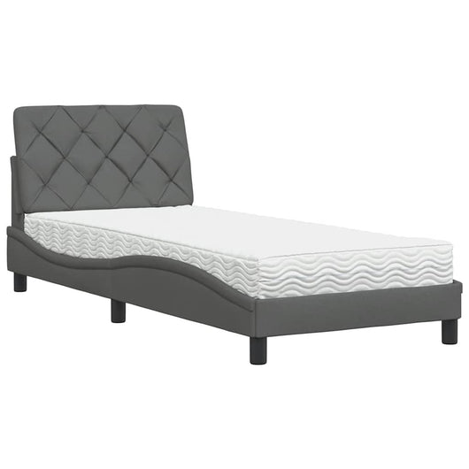 vidaXL Letto con Materasso Grigio Scuro 80x200 cm in Tessuto
