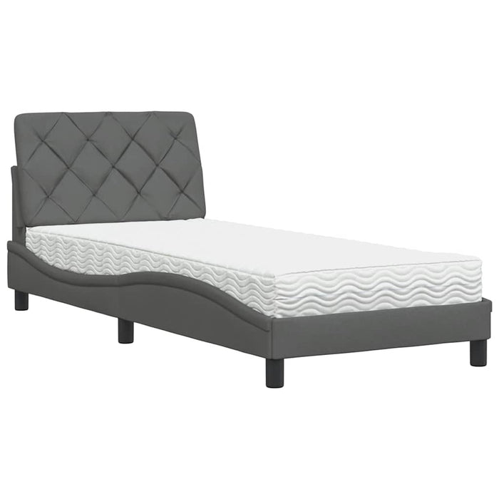 vidaXL Letto con Materasso Grigio Scuro 80x200 cm in Tessuto