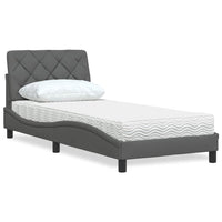 vidaXL Letto con Materasso Grigio Scuro 80x200 cm in Tessuto