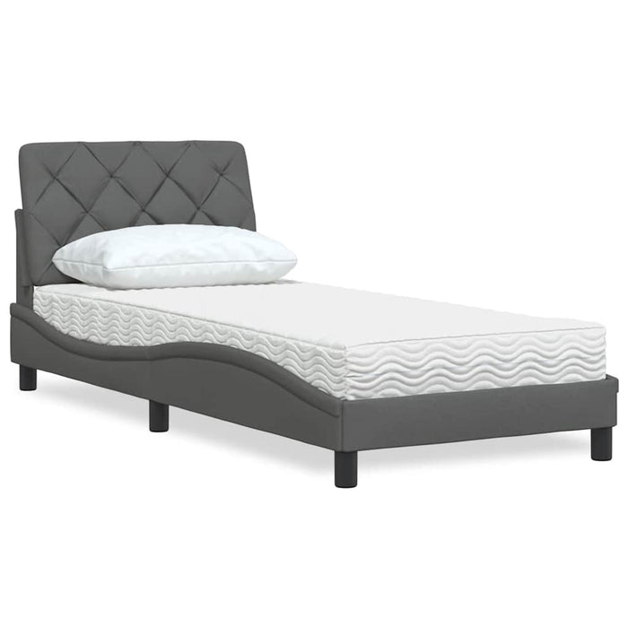 vidaXL Letto con Materasso Grigio Scuro 80x200 cm in Tessuto