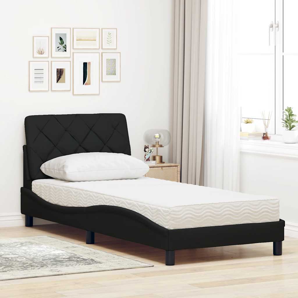 vidaXL Letto con Materasso Nero 80x200 cm in Tessuto