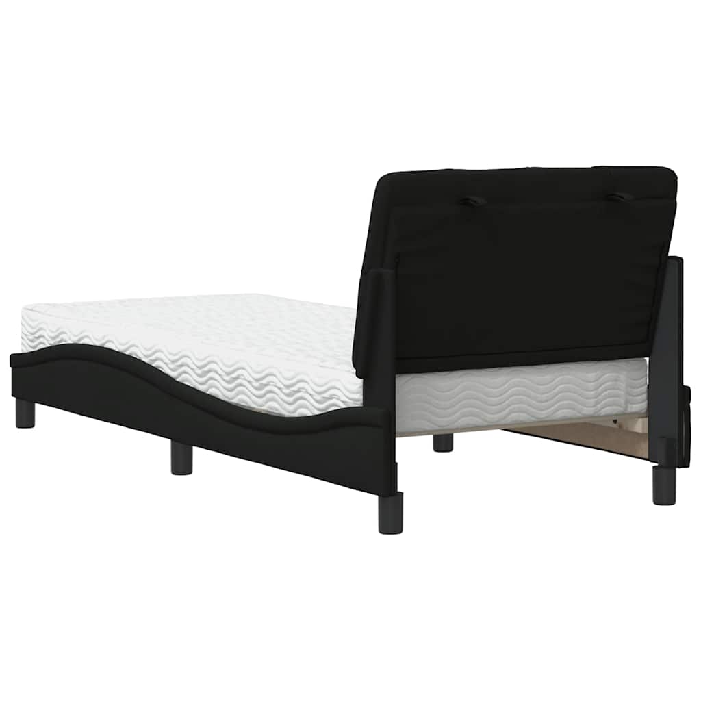 vidaXL Letto con Materasso Nero 80x200 cm in Tessuto