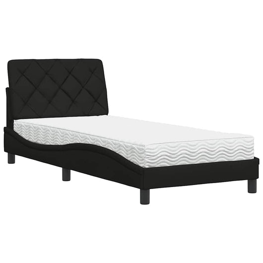vidaXL Letto con Materasso Nero 90x190 cm in Tessuto