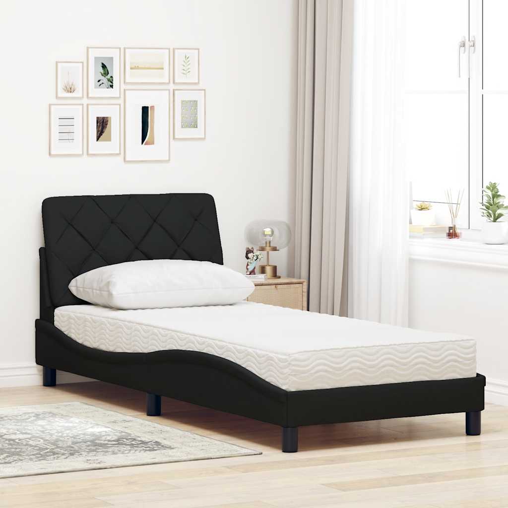 vidaXL Letto con Materasso Nero 90x190 cm in Tessuto