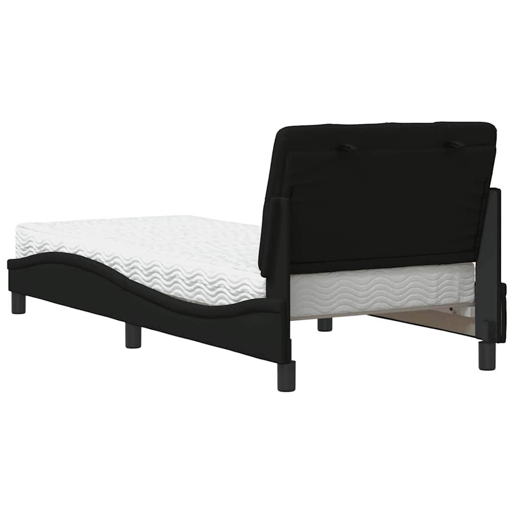 vidaXL Letto con Materasso Nero 90x190 cm in Tessuto