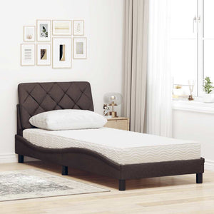 Letto con Materasso Marrone Scuro 90x190 cm in Tessuto 3310709