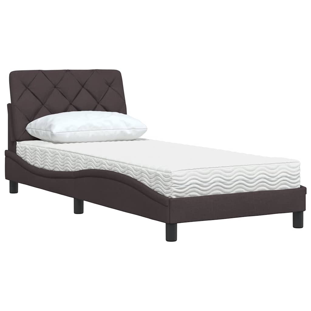 Letto con Materasso Marrone Scuro 90x190 cm in Tessuto 3310709