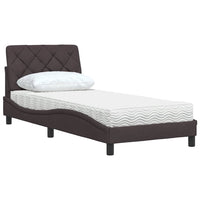 Letto con Materasso Marrone Scuro 90x190 cm in Tessuto 3310709