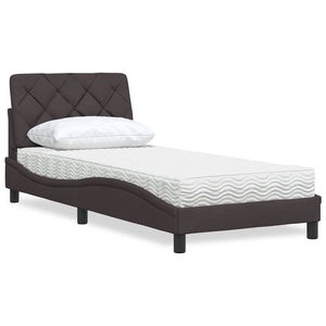 Letto con Materasso Marrone Scuro 90x190 cm in Tessuto 3310709