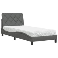 vidaXL Letto con Materasso Grigio Scuro 90x200 cm in Tessuto
