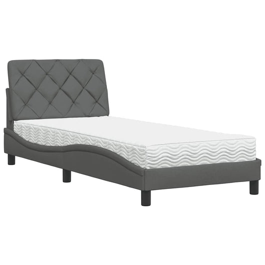 vidaXL Letto con Materasso Grigio Scuro 90x200 cm in Tessuto
