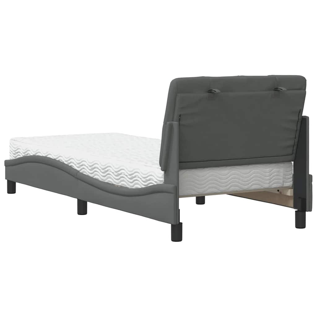 vidaXL Letto con Materasso Grigio Scuro 90x200 cm in Tessuto