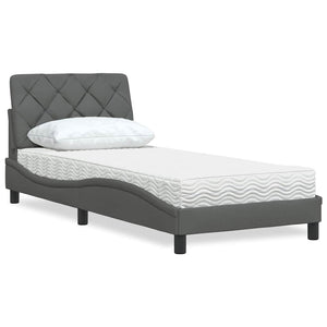 vidaXL Letto con Materasso Grigio Scuro 90x200 cm in Tessuto