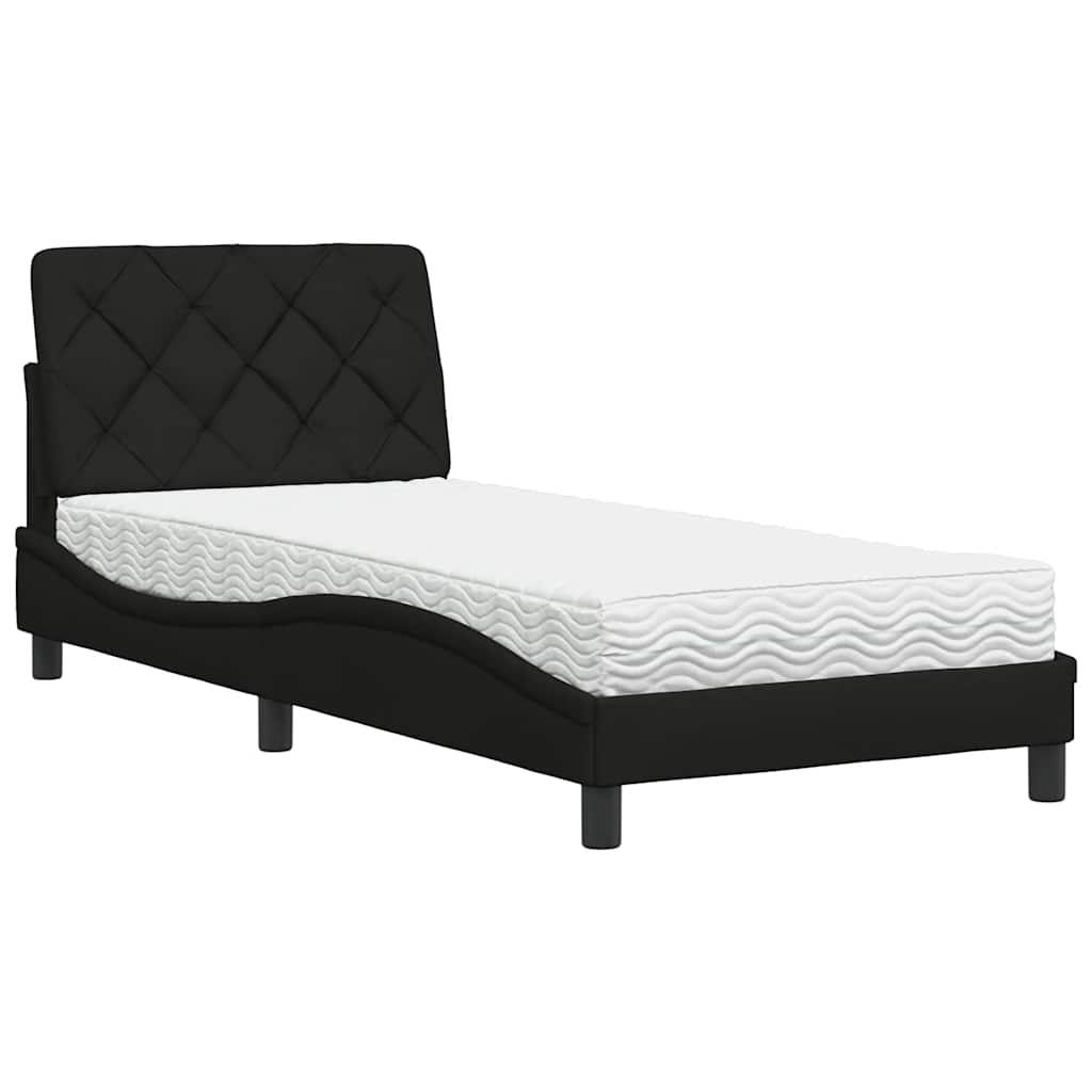 vidaXL Letto con Materasso Nero 90x200 cm in Tessuto