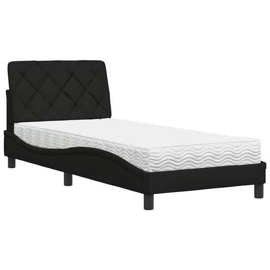 vidaXL Letto con Materasso Nero 90x200 cm in Tessuto