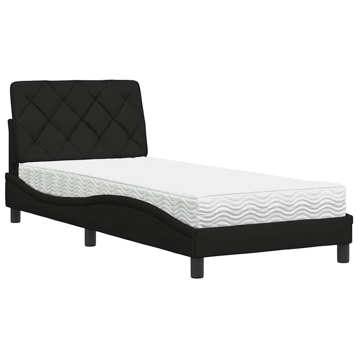 vidaXL Letto con Materasso Nero 90x200 cm in Tessuto