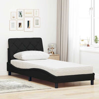 vidaXL Letto con Materasso Nero 90x200 cm in Tessuto