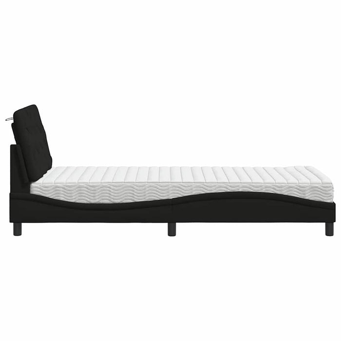 vidaXL Letto con Materasso Nero 90x200 cm in Tessuto