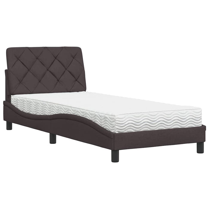 vidaXL Letto con Materasso Marrone Scuro 90x200 cm in Tessuto