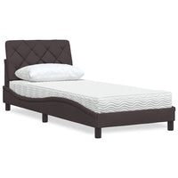 vidaXL Letto con Materasso Marrone Scuro 90x200 cm in Tessuto