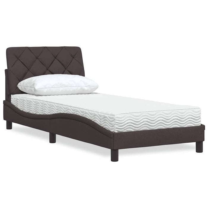 vidaXL Letto con Materasso Marrone Scuro 90x200 cm in Tessuto