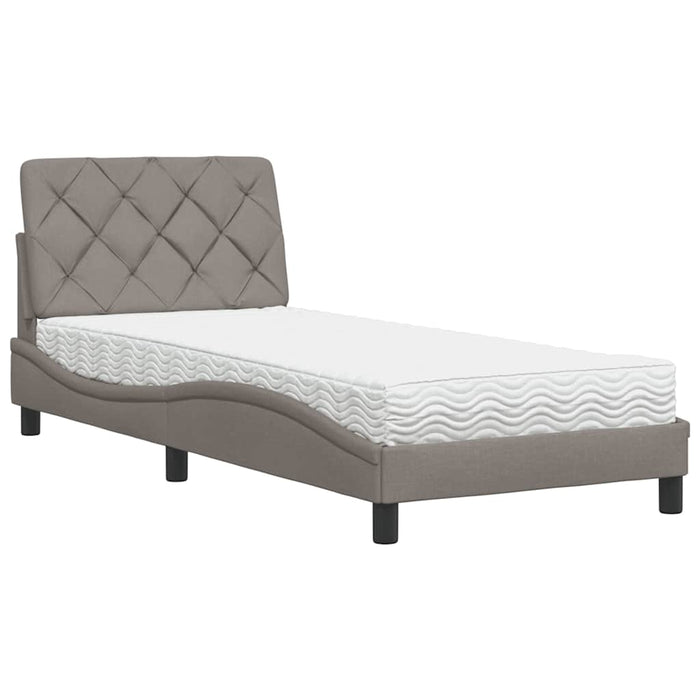 vidaXL Letto con Materasso Tortora 90x200 cm in Tessuto