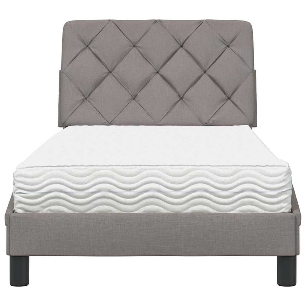 vidaXL Letto con Materasso Tortora 90x200 cm in Tessuto