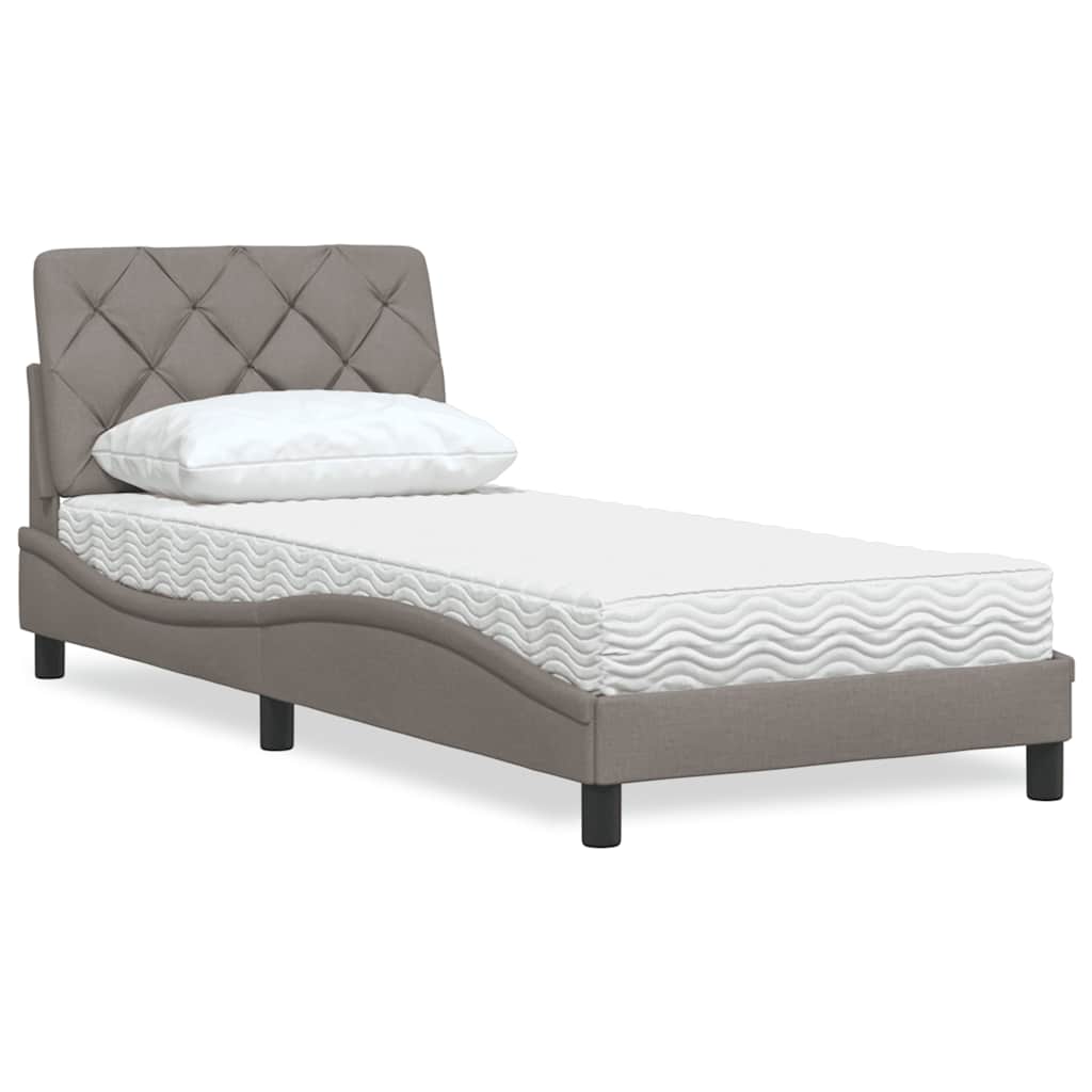 vidaXL Letto con Materasso Tortora 90x200 cm in Tessuto