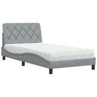 vidaXL Letto con Materasso Grigio Chiaro 100x200 cm in Tessuto