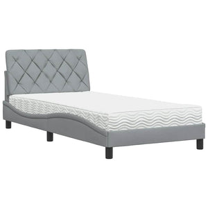 vidaXL Letto con Materasso Grigio Chiaro 100x200 cm in Tessuto