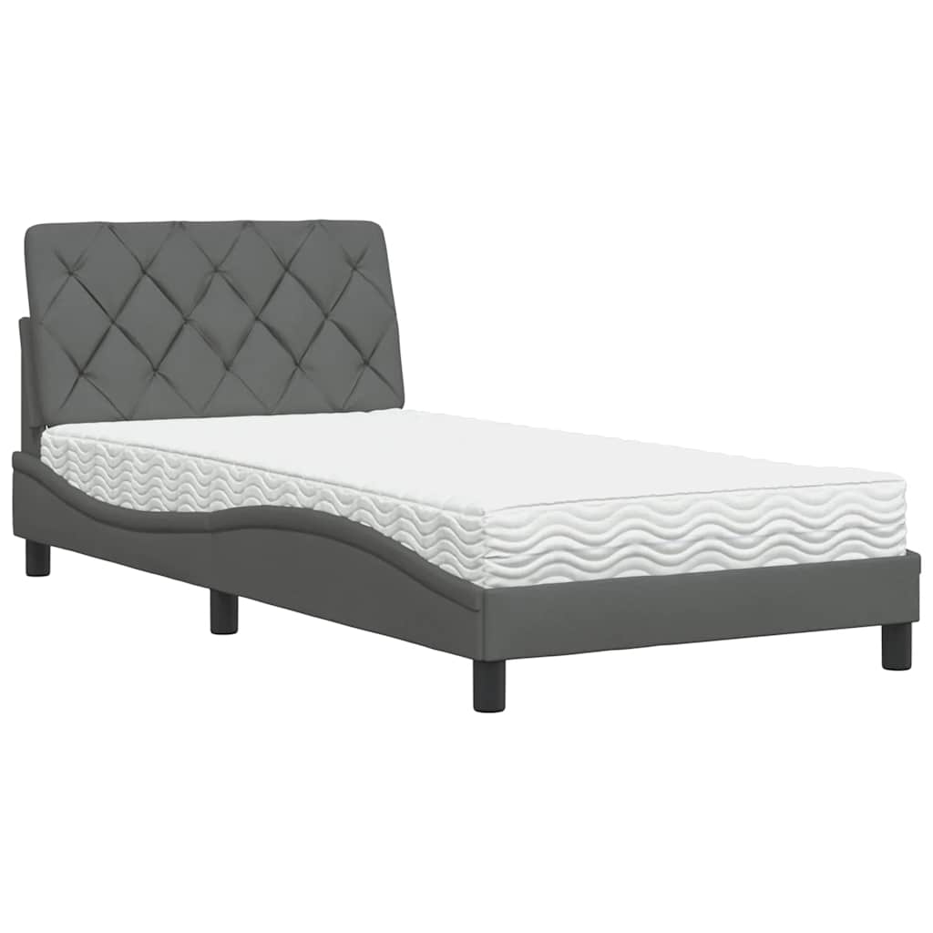 vidaXL Letto con Materasso Grigio Scuro 100x200 cm in Tessuto