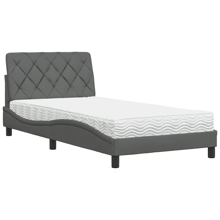 vidaXL Letto con Materasso Grigio Scuro 100x200 cm in Tessuto