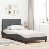 vidaXL Letto con Materasso Grigio Scuro 100x200 cm in Tessuto