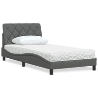 vidaXL Letto con Materasso Grigio Scuro 100x200 cm in Tessuto