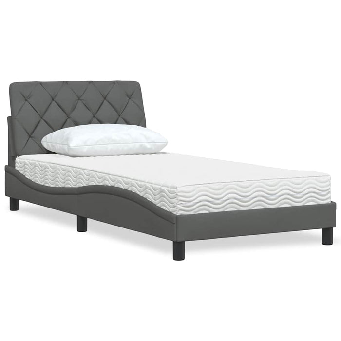 vidaXL Letto con Materasso Grigio Scuro 100x200 cm in Tessuto